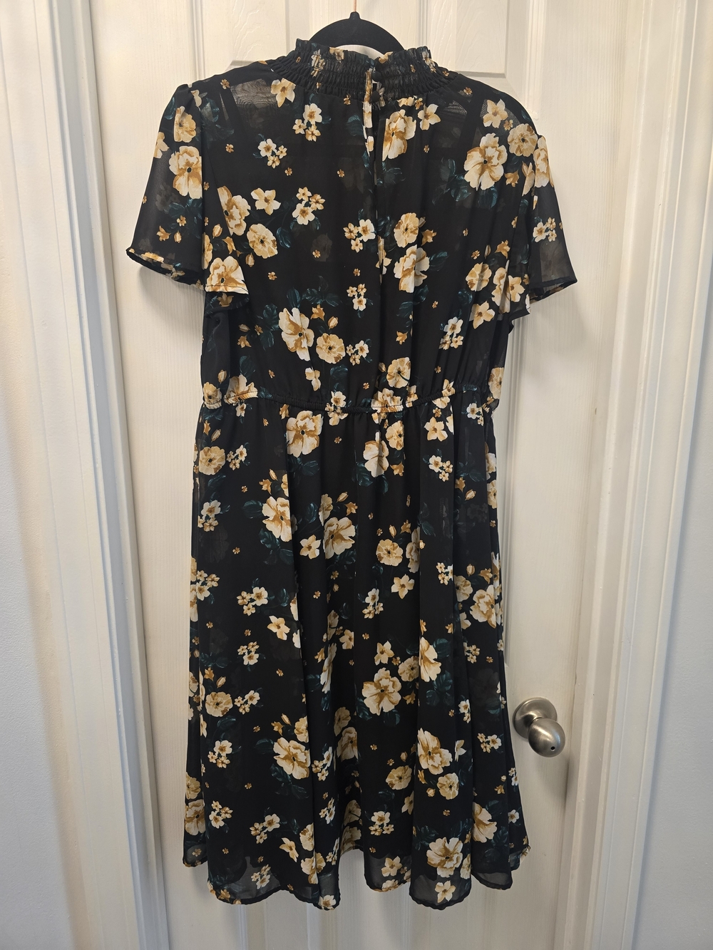 torrid Black Floral Midi Dress with Yellow Flowers